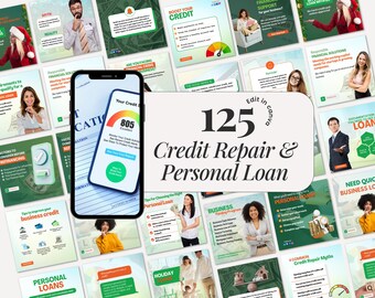 Credit repair,Credit scoring,Credit Report,Personal loan,Fico Banking financial service,Loans CANVA Facebook instagram social media template
