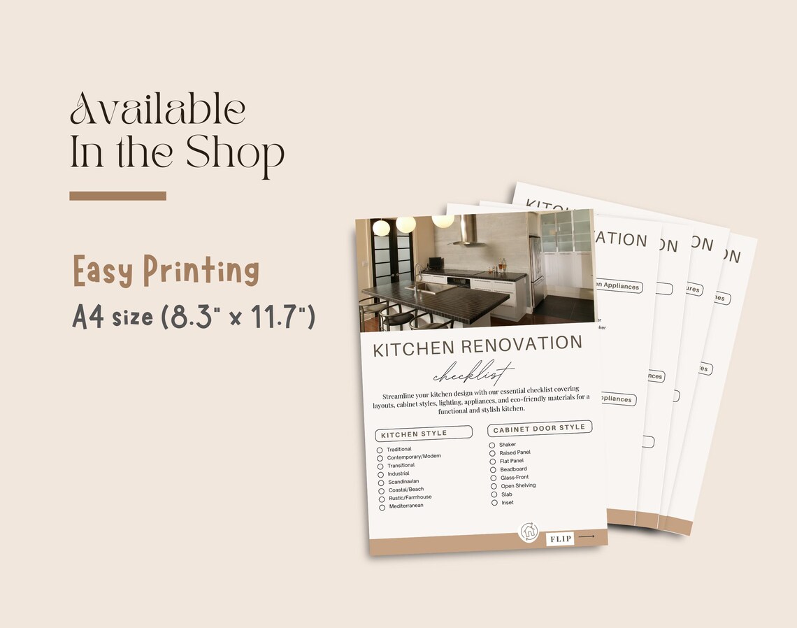 Easy Printable Kitchen Remodel Redesign Renovation Checklist: Instant ...
