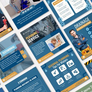 Plumbing Service Canva Instagram Post Templates, Plumbing company Business Templates, Plumber Social media template, Plumber Marketing
