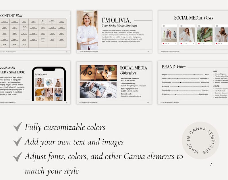 Social Media Strategy proposal Canva templates, Client Strategy for Social Media Managers, Marketing proposal, Canva editable templates