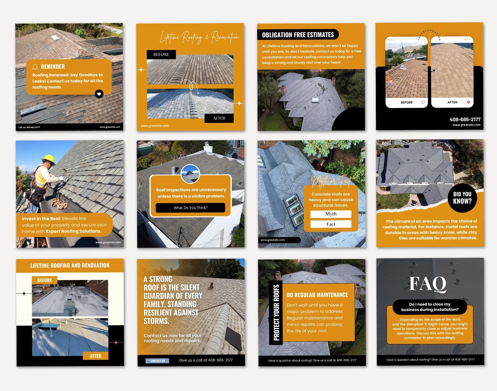 Roofing Home Improvement Construction Gutter Business Editable CANVA ...