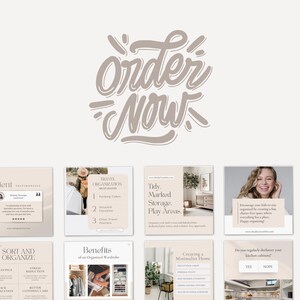Home organizing home organization Professional or Personal organizer Decluttring CANVA Instagram and Facebook social media posts templates