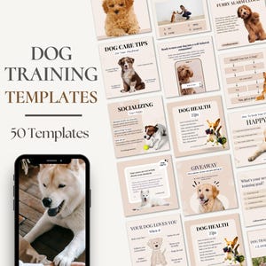 Dog pet paws Training coaching consultant Dog Trainer groomer business Editable CANVA Instagram Facebook social media posts templates
