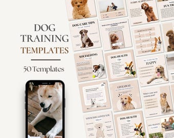 Dog pet paws Training coaching consultant Dog Trainer groomer business Editable CANVA Instagram Facebook social media posts templates