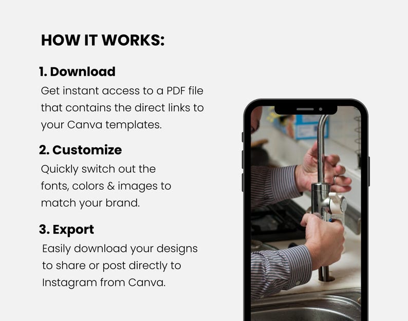 Plumbing Service Canva Instagram Post Templates, Plumbing company Business Templates, Plumber Social media template, Plumber Marketing