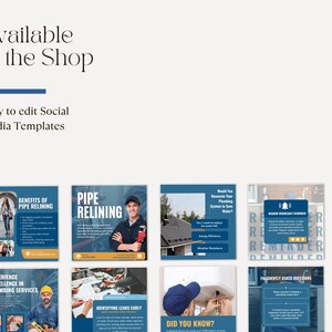 Plumbing Service Canva Instagram Post Templates, Plumbing company Business Templates, Plumber Social media template, Plumber Marketing