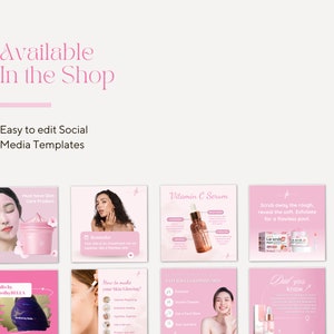 Pink Skincare Beauty Product Skincare Business Esthetician Editable CANVA Instagram and Facebook social media minimalistic posts templates