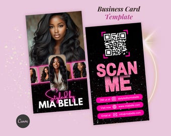 Business Card Template, Hair Stylist Instagram Card, Beauty Artist Card Design, Hair Nails Lashes Card Template, Salon Business Card
