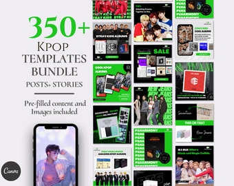 Korean popular music industry kpop BTS army members music Jungkook Album collection shop CANVA Instagram social media posts templates