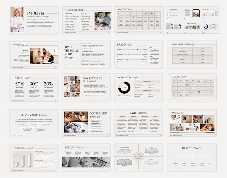 Social Media Strategy proposal Canva templates, Client Strategy for Social Media Managers, Marketing proposal, Canva editable templates