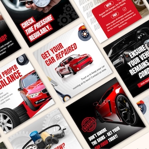 Automotive Repair Shop Car Mechanics Auto repair services Instagram Facebook social media editable CANVA post templates