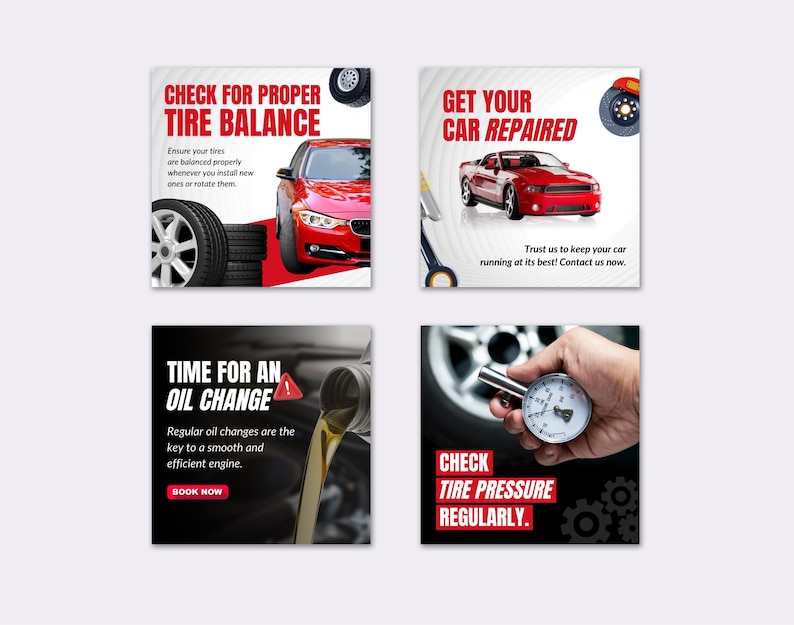 Automotive Repair Shop Car Mechanics Auto repair services Instagram Facebook social media editable CANVA post templates