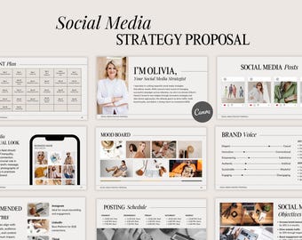 Social Media Strategy proposal Canva templates, Client Strategy for Social Media Managers, Marketing proposal, Canva editable templates