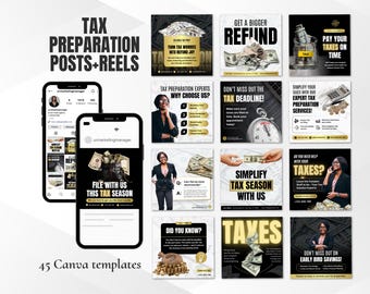Tax return, filing,relief IRS income, property, business, company Tax Preparation taxpayer  canva social media instagram facebook templates