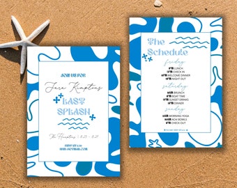 Coastal Bachelorette Party Invitation Template | Last Splash, Hamptons Itinerary (Digital Download)