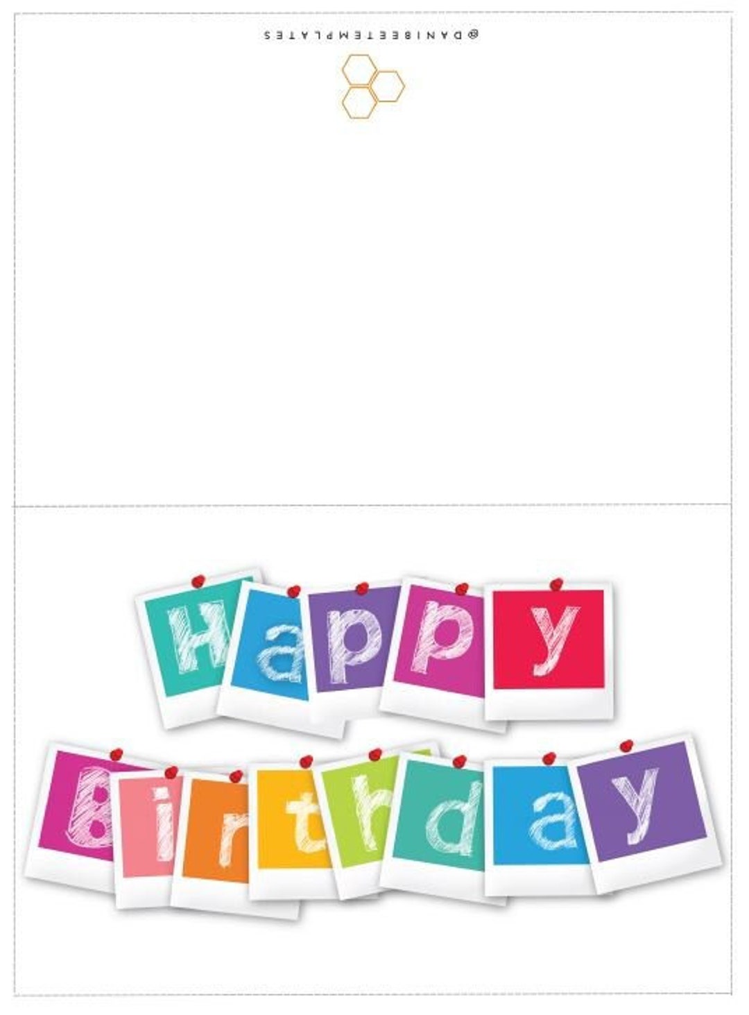 Printable Birthday Card With Colorful Polaroid Rainbow Design, 6.5x4.5 ...