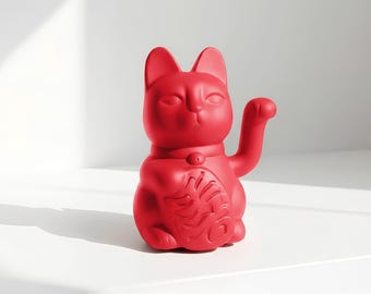 Matte Ceramic Maneki Neko Lucky Cat | Japanese Beckoning Cat | Wealth Symbol