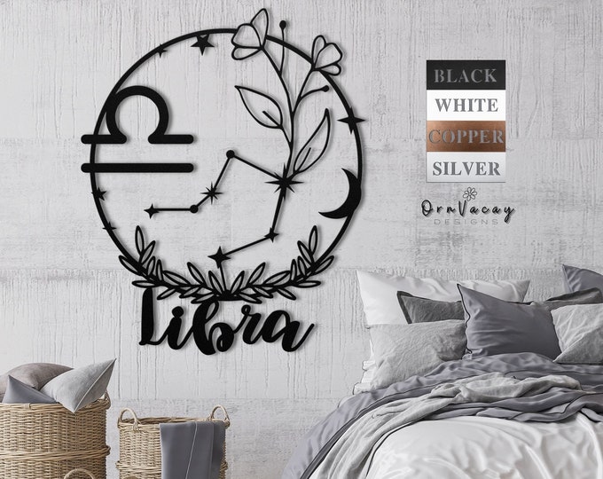 Libra Zodiac Metal Wall Art Metal Star Sign Wall Art Zodiac Gift Libra September Birthday Gift October Newborn Baby Gift September New Mum