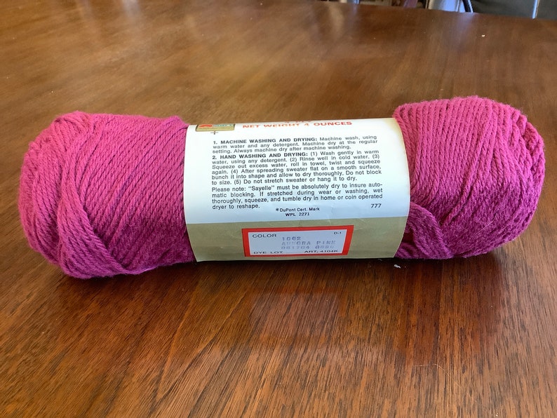 Vintage Kmart Knitting Worsted Type Sayelle 100 Orlon Acrylic Fiber