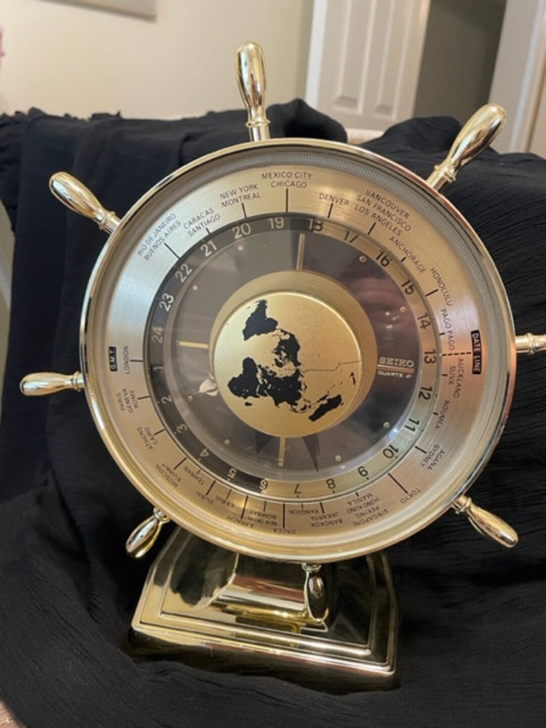 Seiko World Time Clock Brass in Color Etsy