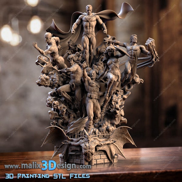 Liga de la Justicia / Figura de Acción / DC Comics / Resina / Superhéroes / Modelo 3D