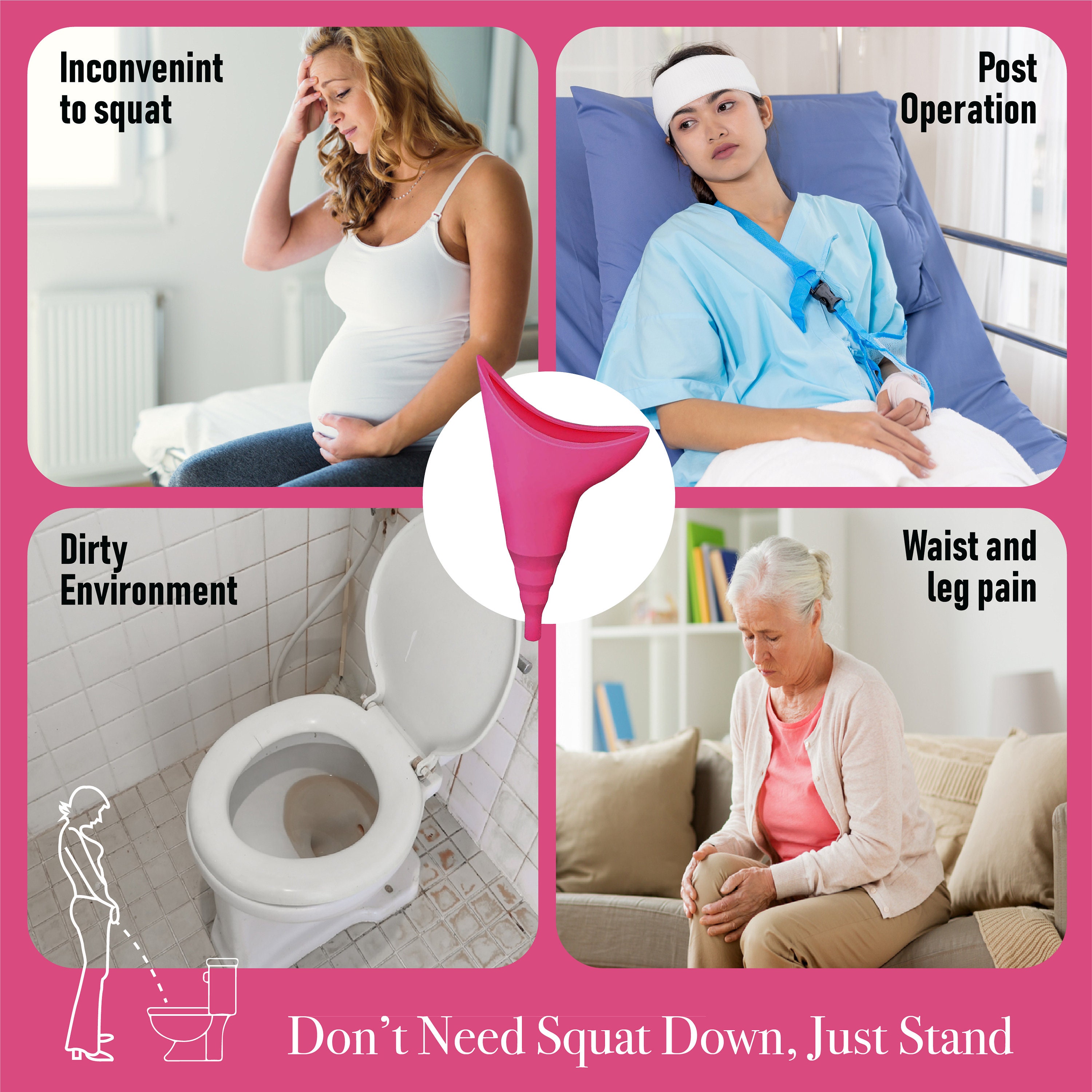 Urinal Adapter Female Urination Device – Standing up Female Urinal With Travel Bag and ...