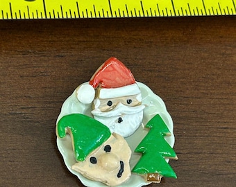 Dollhouse miniature Christmas cookies on plate