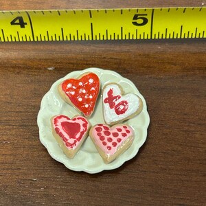 Dollhouse miniature Valentine heart cookies