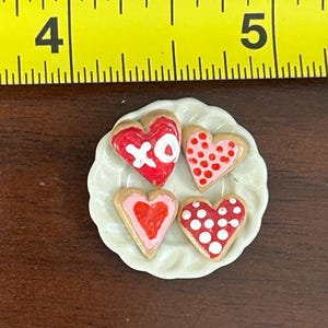 Dollhouse miniature Valentine heart cookies