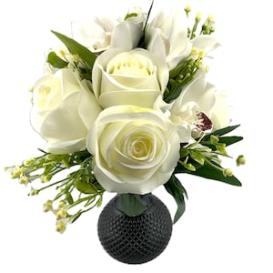 White Bridal Hand Ties with Rose & Lilly