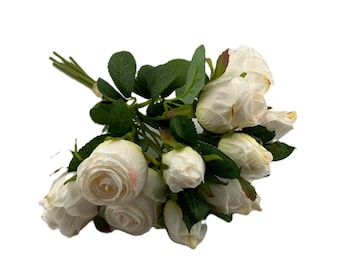 12 Head White Blush Roses Dry Touch Hand Tie