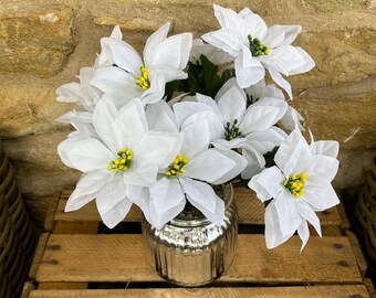Artificial White Poinsettia (with or without pot)