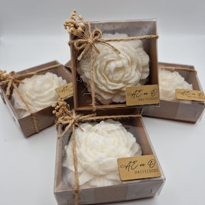 Candele di rose personalizzate fatte a mano come bomboniere per matrimoni, fidanzamenti, compleanni, nuove nascite e Sünnet | Candele di fiori di peonia