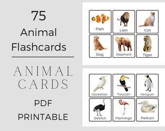 75 Realistic Animal Flashcards for Toddlers, Printable PDF, Perfect for fun and interactive learning, toddler education, animal flashcards