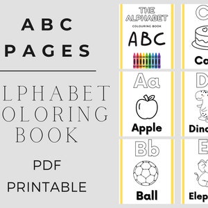 Printable ABC Colouring Book, Toddler Learning, Educational Activity for Kids, Alphabet Colouring Pages, Instant Download, Preschool