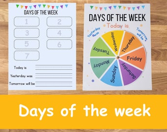 Days of the week wheel, Printable Calendar, Toddler activities, Classroom Calendar, PreK Learning, Kindergarten Prep, Homeschool, Montessori