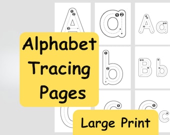 LARGE Traceable Alphabet Worksheets for Pre-K - Lowercase and Capital Letters - Instant Download - Handwriting Practice - Toddler Learning