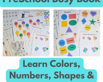 Preschool Busy Book Printable, Ice Cream Color Matching, Counting & Shape Puzzles, PDF Download for Early Learning, Shape and Animal Match