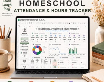 Homeschool Record Keeping System | Attendance and Hours Tracker | Google Sheets | Reading Log and Year Summary | All-in-One Instant Download