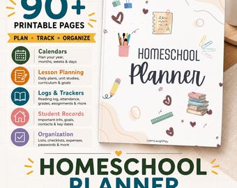 Ultimate Homeschool Planner Printable | 2026-2027 Calendars, Lesson Plans, Trackers & Logs | Weekly Daily Planner | Learn Laugh Play PDF