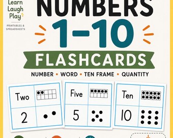Number Flash Cards for Toddlers & Kids - Learn 1 to 10 - PDF Printable - Early Math Skills, Visual Learning, Number Recognition