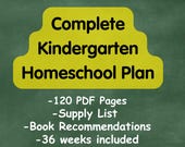 Kindergarten Homeschool Curriculum | 120-Page Lesson Plan PDF | Sept-May | Preschool to Kindergarten Prep | Worksheets, Books & Activities