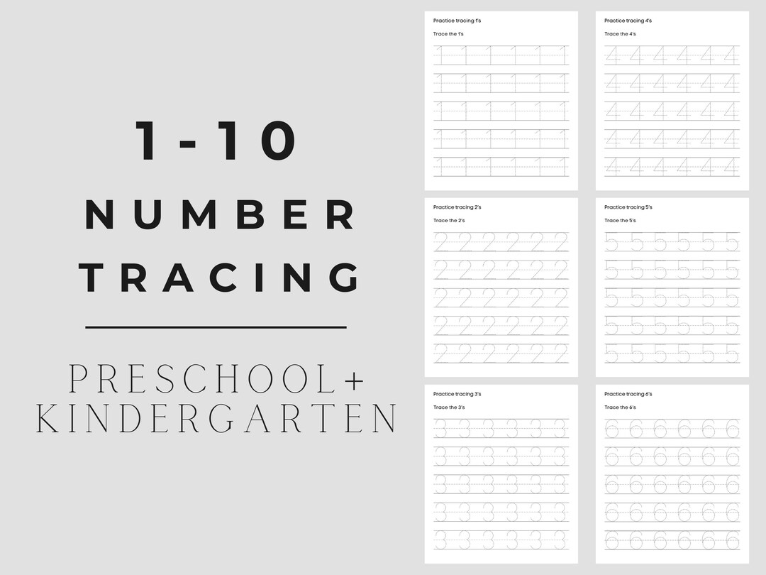 Educational Number Tracing Worksheets for Toddlers, 110, Print on