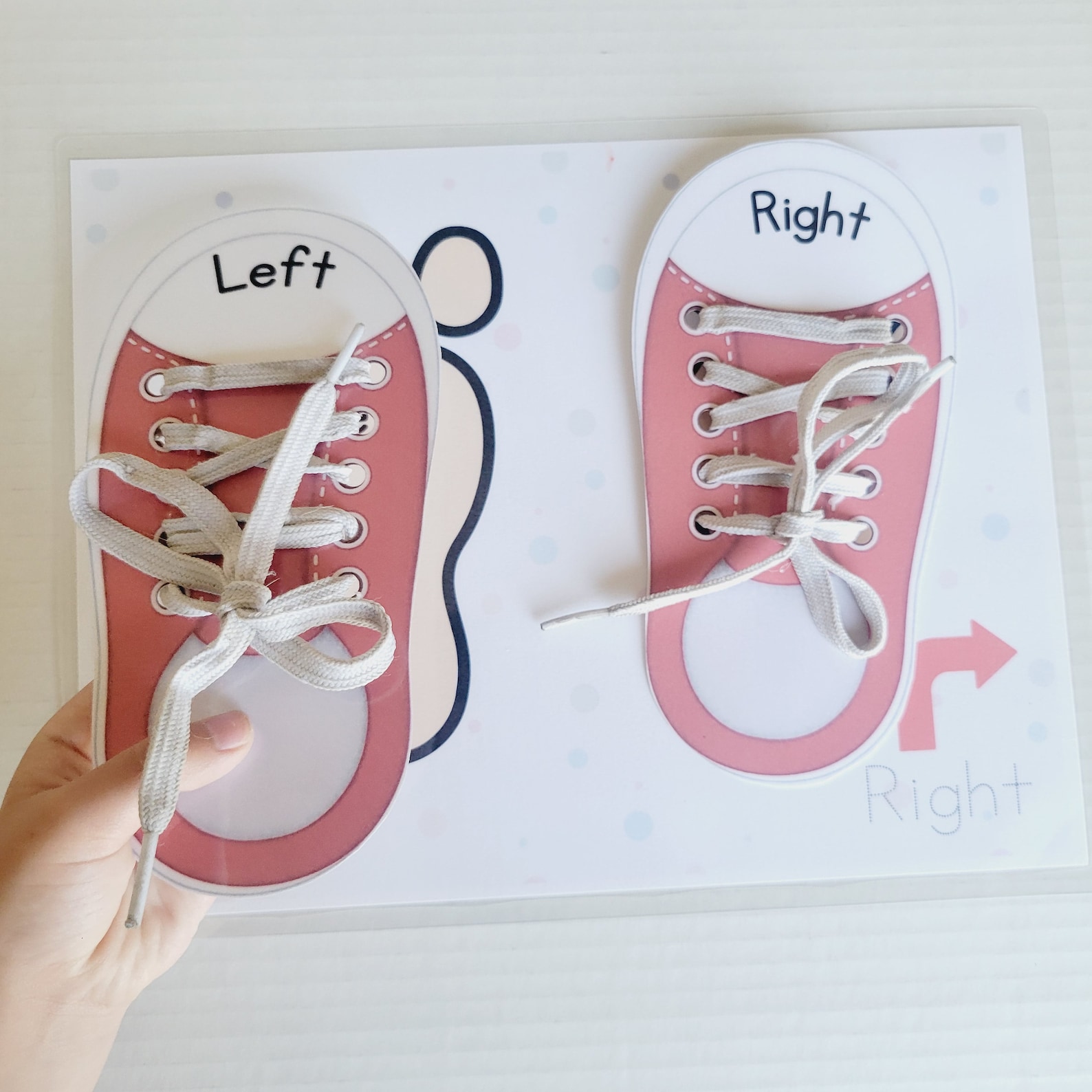 Visual Reference: Kids Shoe Tying Practice Left And Right Practice Motor Skills