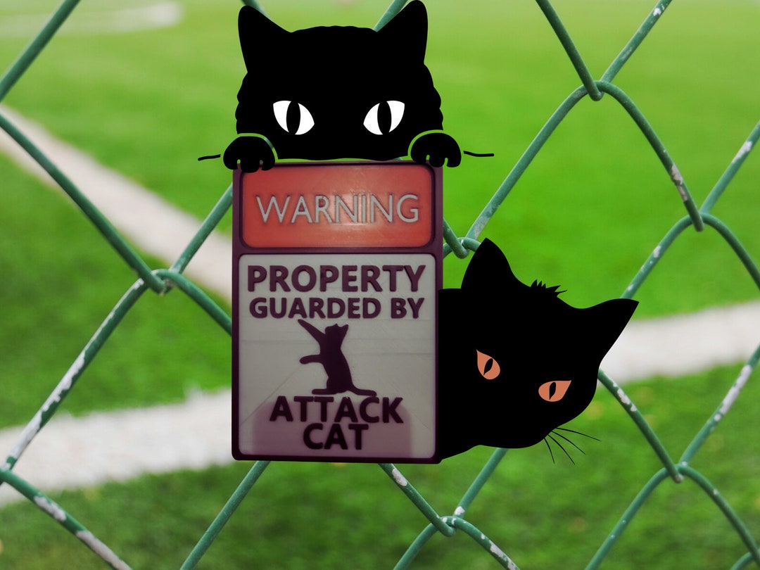3d Printed Warning Sign- Attack Cat-funny - Etsy