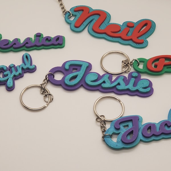 Custom Name Keychain , 3D Printed, Personalized Key Chain, Custom Name Tag, Keyring, Id Tag, Logo Charm, Car Keys,