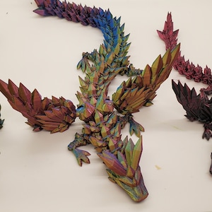 Dragon ailé - Dragon ailé en cristal imprimé en 3D Dragon ailé articulé en 3D imprimé en 3D Stress sensoriel Fidget-Fidget-Dragon fidget