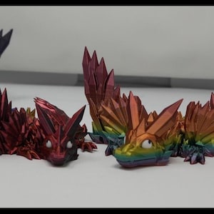 Bébé dragon ailé - Dragon ailé en cristal imprimé en 3D Dragon ailé articulé en 3D imprimé en 3D Stress sensoriel Fidget-Fidget-Dragon fidget