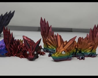 Baby Winged Dragon-Crystal winged Dragon-3d printed Dragon-Articulated winged Dragon-3D Printed Sensory Stress Fidget-Fidget-Dragon fidget