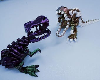 3D Printed Articulating T-Rex Skeleton, Dinosaur Fidget Toy